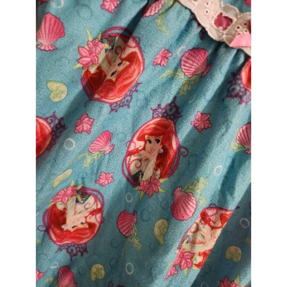 Disney Princess Ariel Little Mermaid Nightgown Blue Fleece Toddler Size 3T